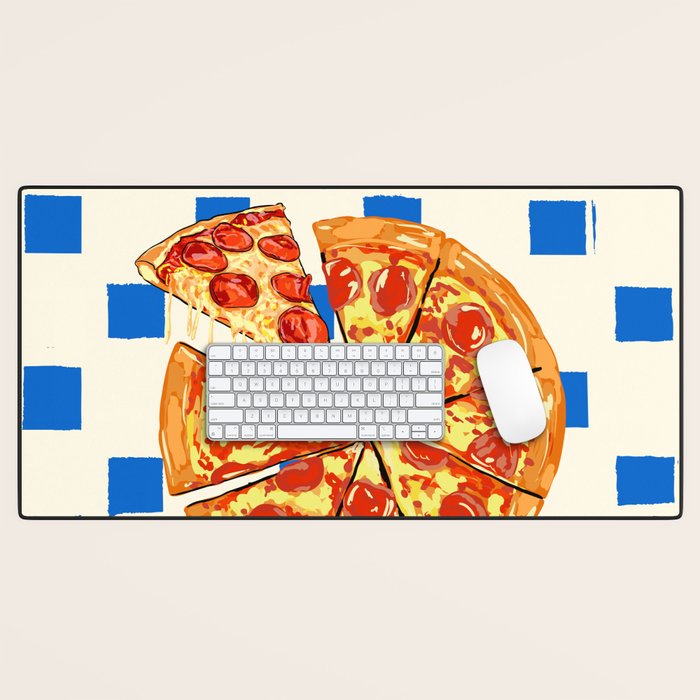 Pizza Club Retro Slice Illustration Desk Mat Gallery Image 1