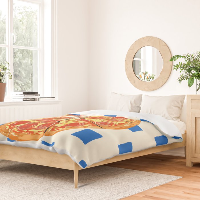 Pizza Club Retro Slice Illustration Duvet Cover Gallery Image 2