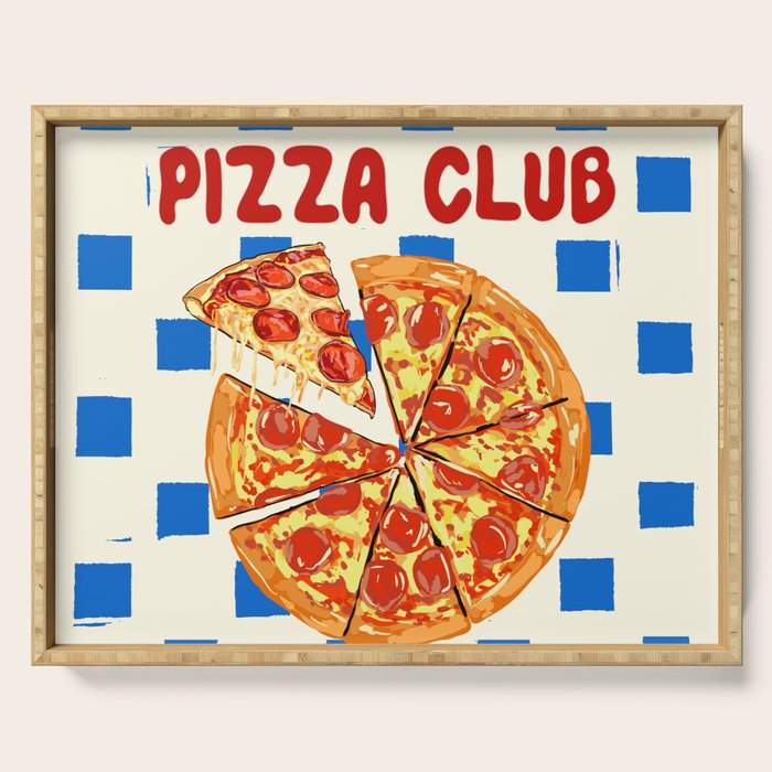 Pizza Club Retro Slice Illustration Serving Tray Gallery Image 1
