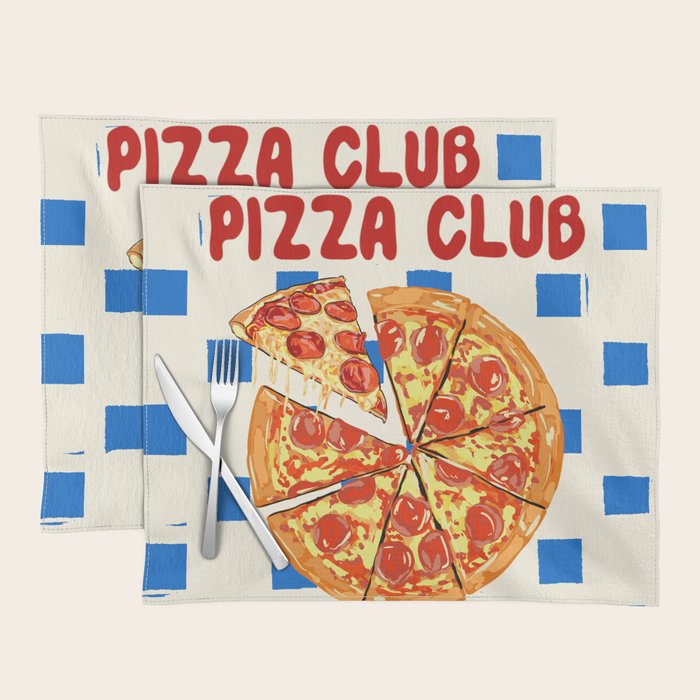 Pizza Club Retro Slice Illustration Placemat Gallery Image 1