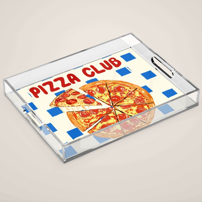 Pizza Club Retro Slice Illustration Acrylic Tray Gallery Image 1