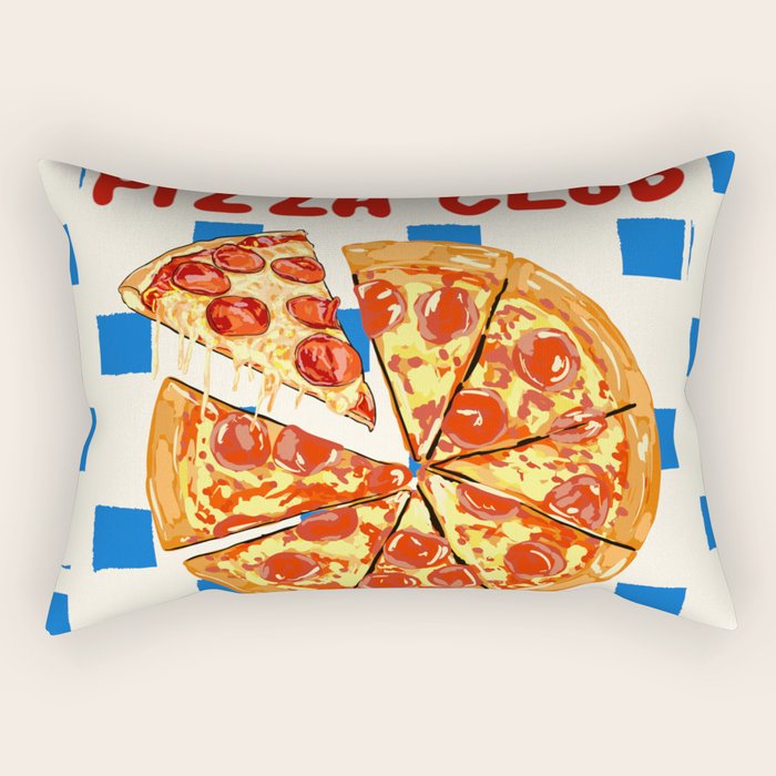 Pizza Club Retro Slice Illustration Rectangular Pillow Gallery Image 1