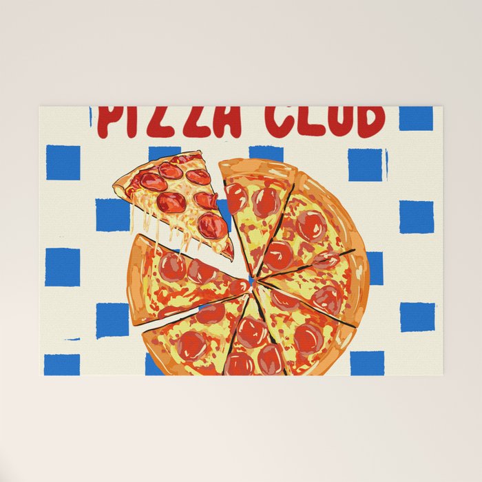 Pizza Club Retro Slice Illustration Welcome Mat Gallery Image 1