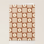 Retro Flower Checker in Brown Stationery Card Gallery Image 2