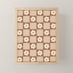 Retro Flower Checker in Brown Mini Art Print Gallery Image 1