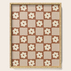 Retro Flower Checker in Brown Serving Tray Gallery Image 1