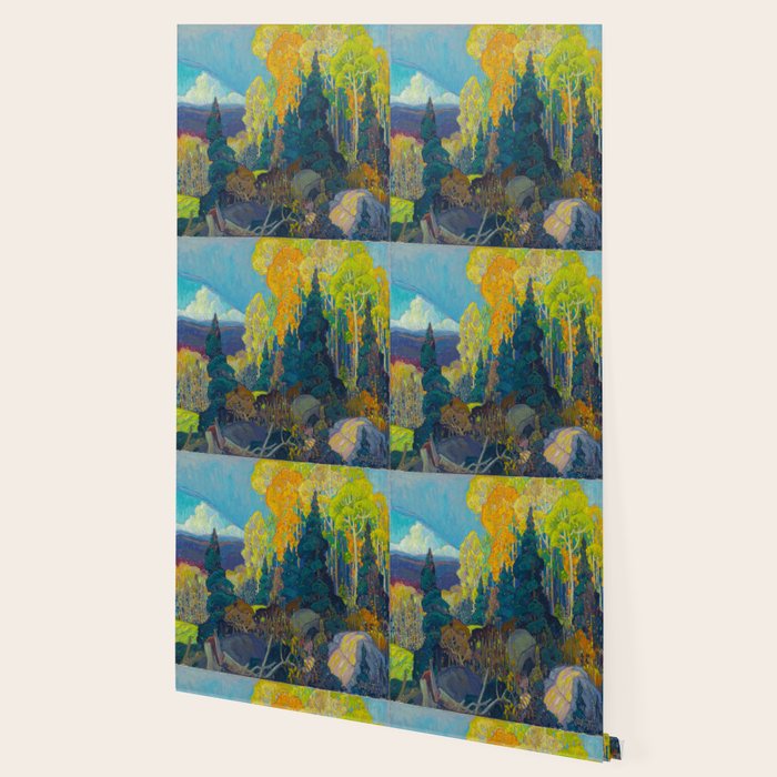 Canadian Landscape Franklin Carmichael Art Nouveau Post-Impressionism Autumn Hillside Wallpaper Gallery Image 2