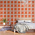 Mid Century Modern Abstract Painting Orange Watercolor Brush Strokes Wallpaper Gallery Image 3