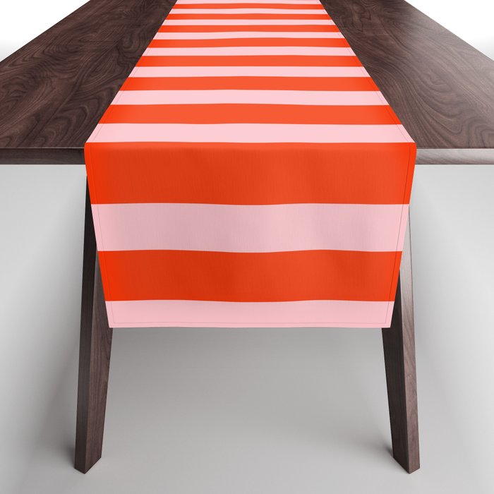Bold Bright Basic Stripes Pink and Red Orange Pattern Table Runner Gallery Image 1
