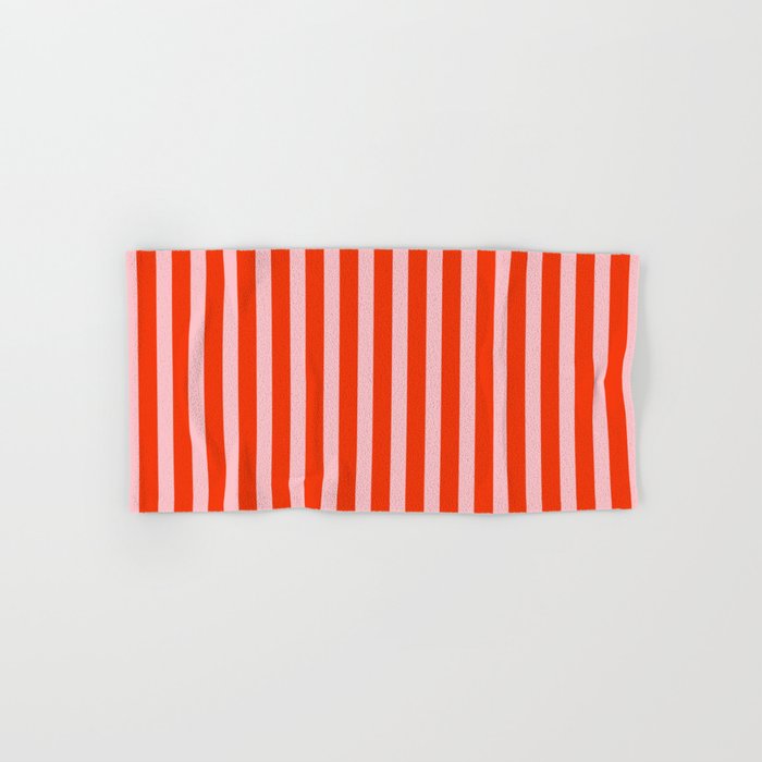 Bold Bright Basic Stripes Pink and Red Orange Pattern Bath Towel Gallery Image 1