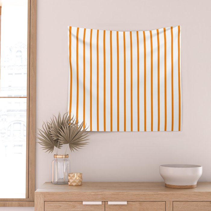 Vertical Orange Stripes Pattern Wall Tapestry Gallery Image 2