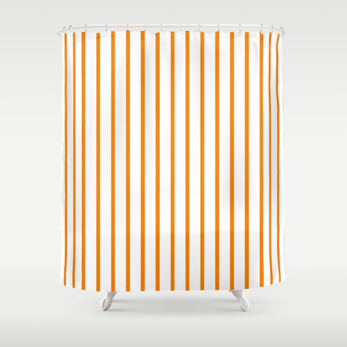 Vertical Orange Stripes Pattern Shower Curtain Gallery Image 1