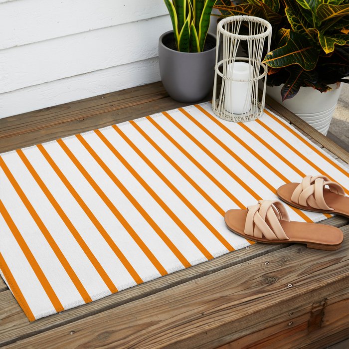 Vertical Orange Stripes Pattern Outdoor Rug Gallery Image 2