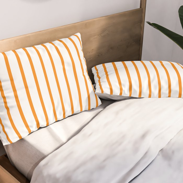 Vertical Orange Stripes Pattern Pillow Sham Gallery Image 2