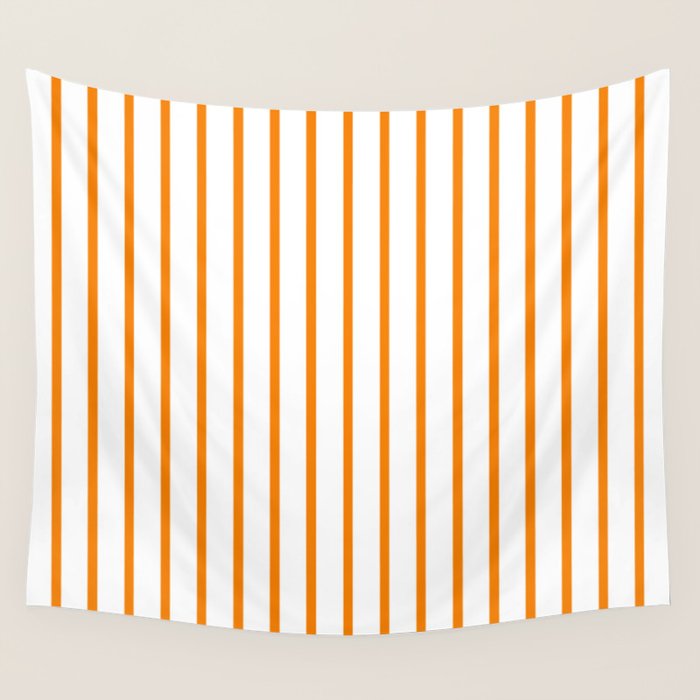 Vertical Orange Stripes Pattern Wall Tapestry Gallery Image 4