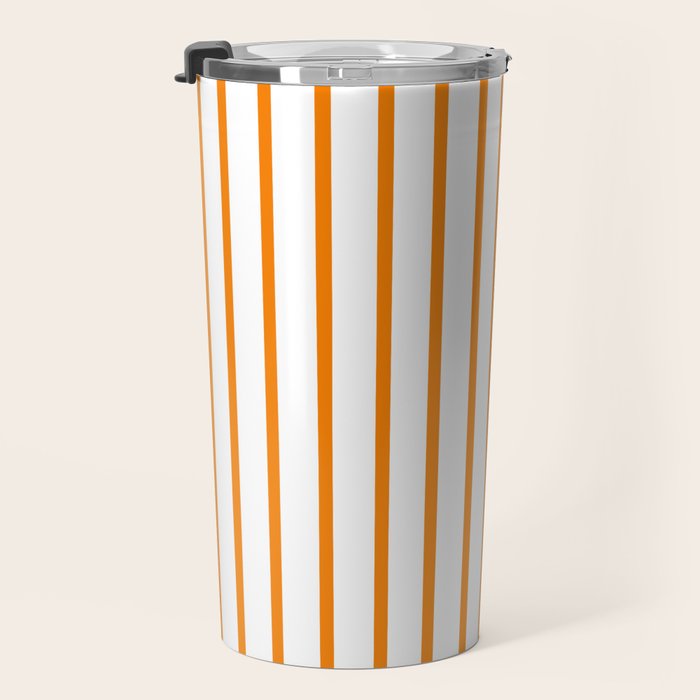 Vertical Orange Stripes Pattern Travel Mug Gallery Image 3