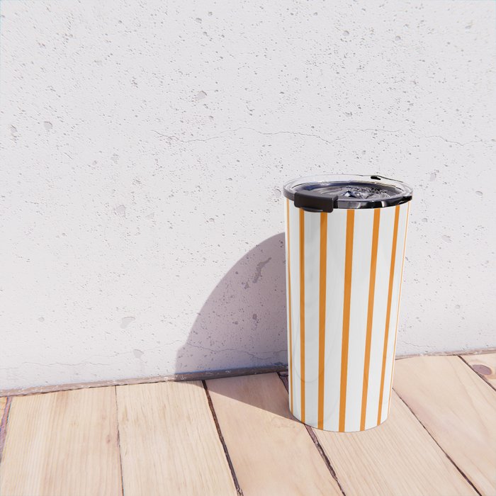 Vertical Orange Stripes Pattern Travel Mug Gallery Image 4