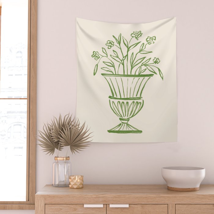 Garden Pot Antique Vase - Green Wall Tapestry Gallery Image 2