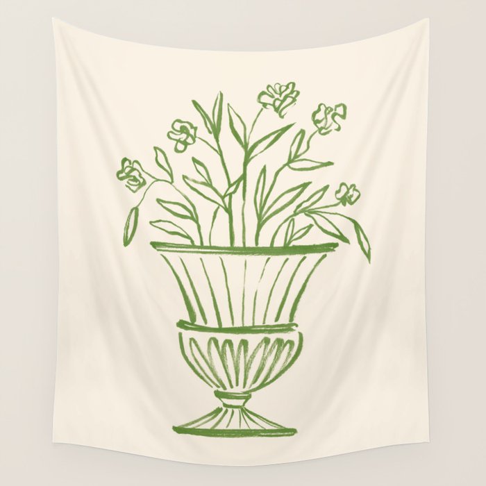 Garden Pot Antique Vase - Green Wall Tapestry Gallery Image 4