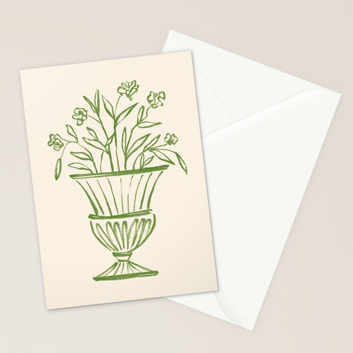 Garden Pot Antique Vase - Green Stationery Card Gallery Image 2