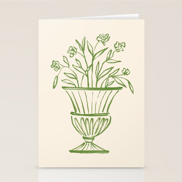 Garden Pot Antique Vase - Green Stationery Card Gallery Image 1