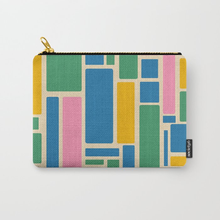 Modulus Colorful Retro Geometric Pattern Green Pink Yellow Blue Carry All Pouch Gallery Image 1