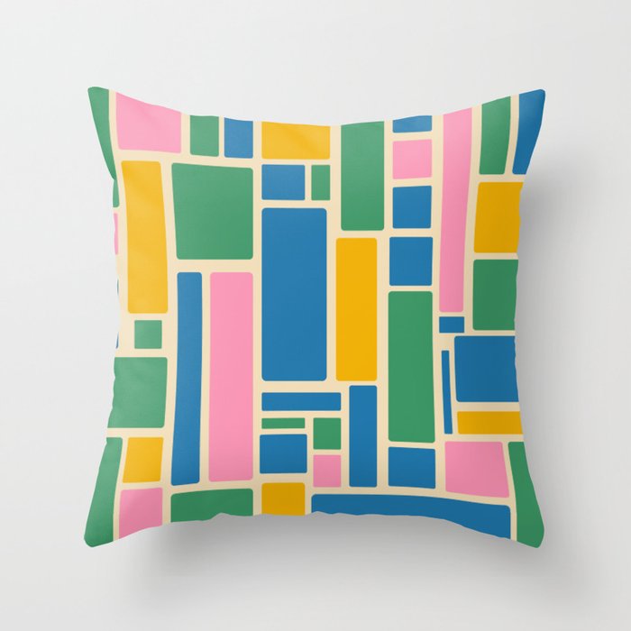 Modulus Colorful Retro Geometric Pattern Green Pink Yellow Blue Throw Pillow Gallery Image 6