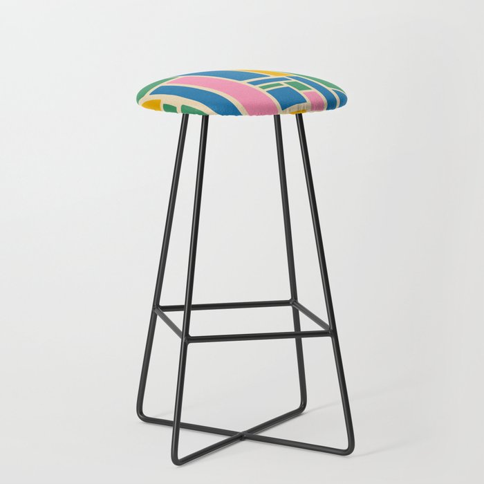 Modulus Colorful Retro Geometric Pattern Green Pink Yellow Blue Stool Gallery Image 1