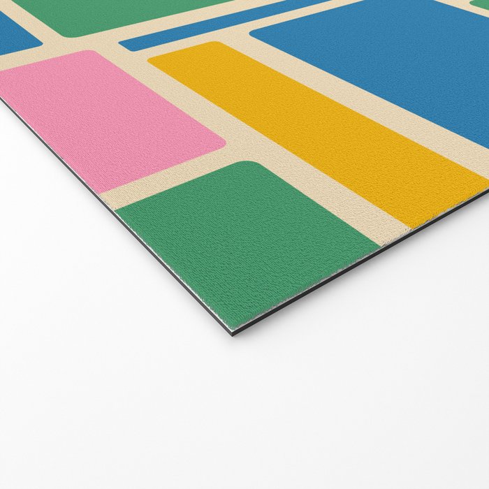 Modulus Colorful Retro Geometric Pattern Green Pink Yellow Blue Welcome Mat Gallery Image 2