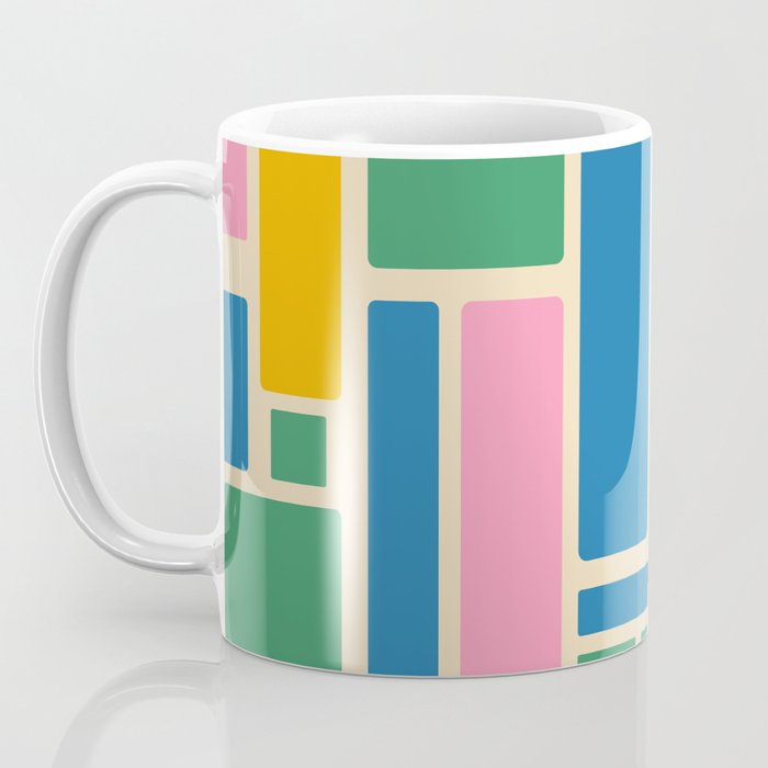 Modulus Colorful Retro Geometric Pattern Green Pink Yellow Blue Coffee Mug Gallery Image 3