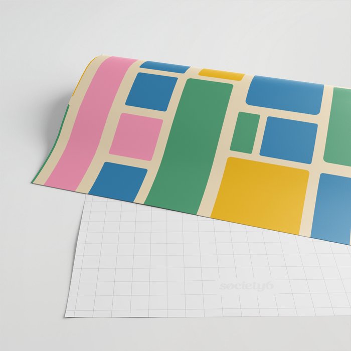 Modulus Colorful Retro Geometric Pattern Green Pink Yellow Blue Wrapping Paper Gallery Image 2