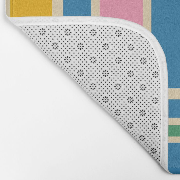 Modulus Colorful Retro Geometric Pattern Green Pink Yellow Blue Bath Mat Gallery Image 2