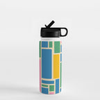 Modulus Colorful Retro Geometric Pattern Green Pink Yellow Blue Water Bottle Gallery Image 1
