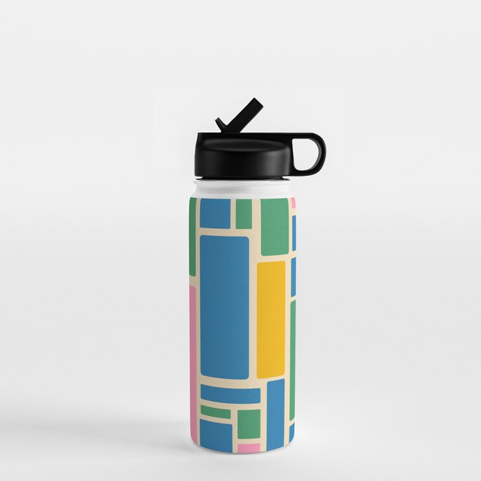 Modulus Colorful Retro Geometric Pattern Green Pink Yellow Blue Water Bottle Gallery Image 1