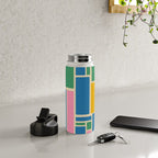 Modulus Colorful Retro Geometric Pattern Green Pink Yellow Blue Water Bottle Gallery Image 4