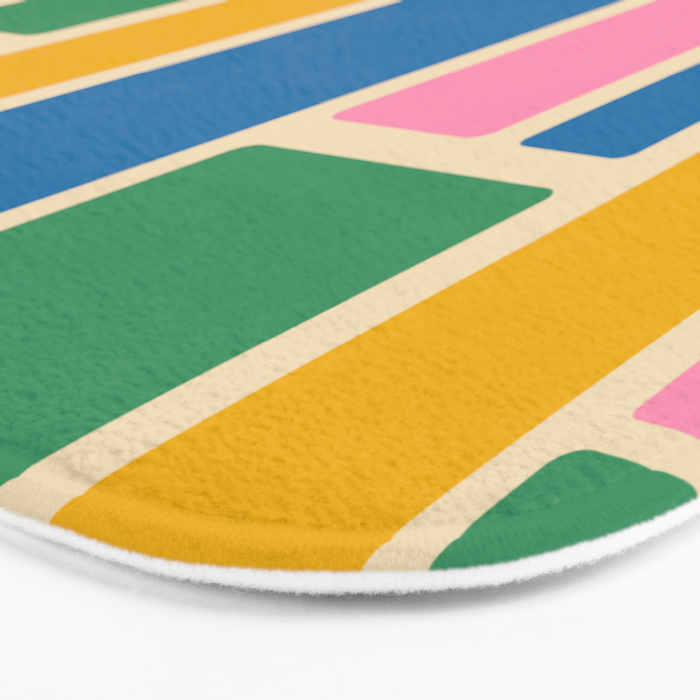 Modulus Colorful Retro Geometric Pattern Green Pink Yellow Blue Bath Mat Gallery Image 3