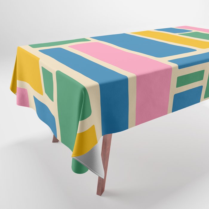 Modulus Colorful Retro Geometric Pattern Green Pink Yellow Blue Tablecloth Gallery Image 1