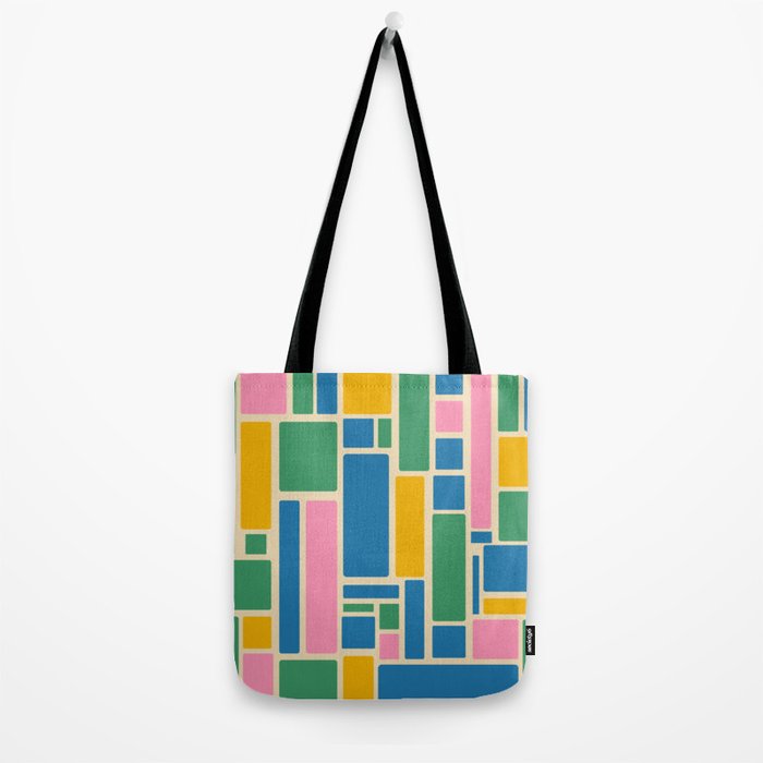 Modulus Colorful Retro Geometric Pattern Green Pink Yellow Blue Tote Bag Gallery Image 2
