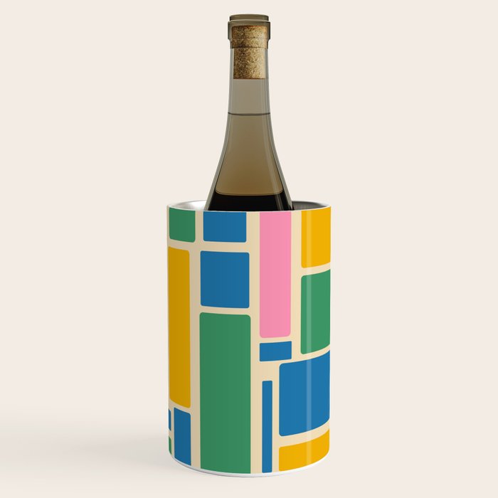 Modulus Colorful Retro Geometric Pattern Green Pink Yellow Blue Wine Chiller Gallery Image 3