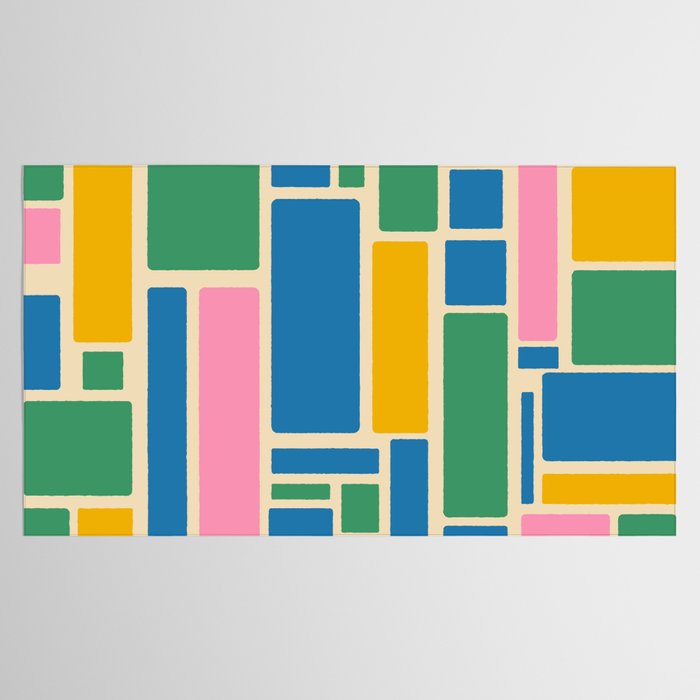 Modulus Colorful Retro Geometric Pattern Green Pink Yellow Blue Tablecloth Gallery Image 2