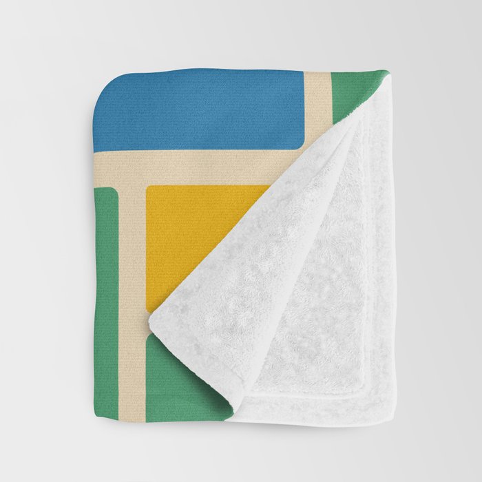 Modulus Colorful Retro Geometric Pattern Green Pink Yellow Blue Throw Blanket Gallery Image 3
