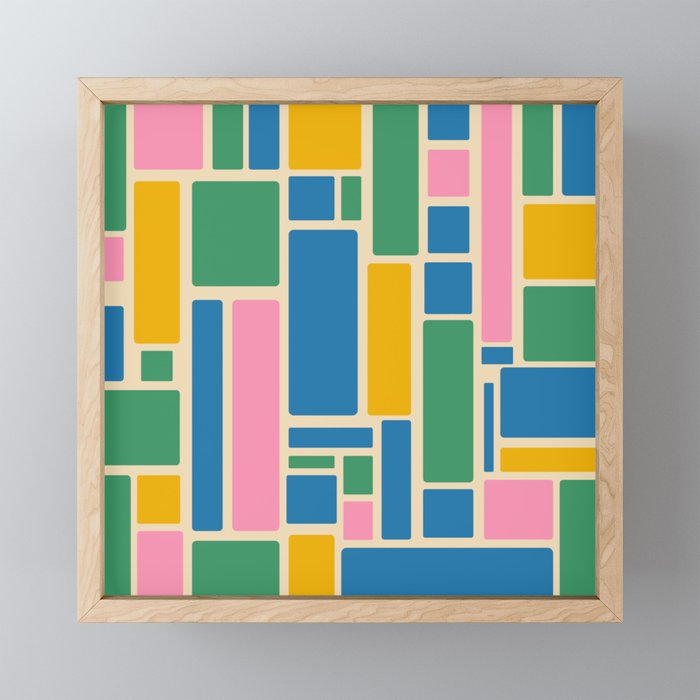 Modulus Colorful Retro Geometric Pattern Green Pink Yellow Blue Mini Art Print Gallery Image 1