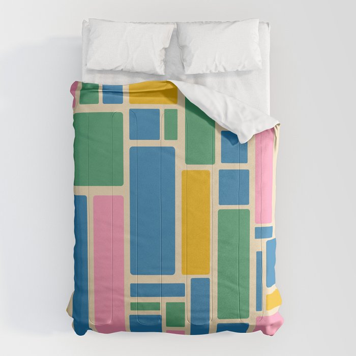 Modulus Colorful Retro Geometric Pattern Green Pink Yellow Blue Comforter Gallery Image 1