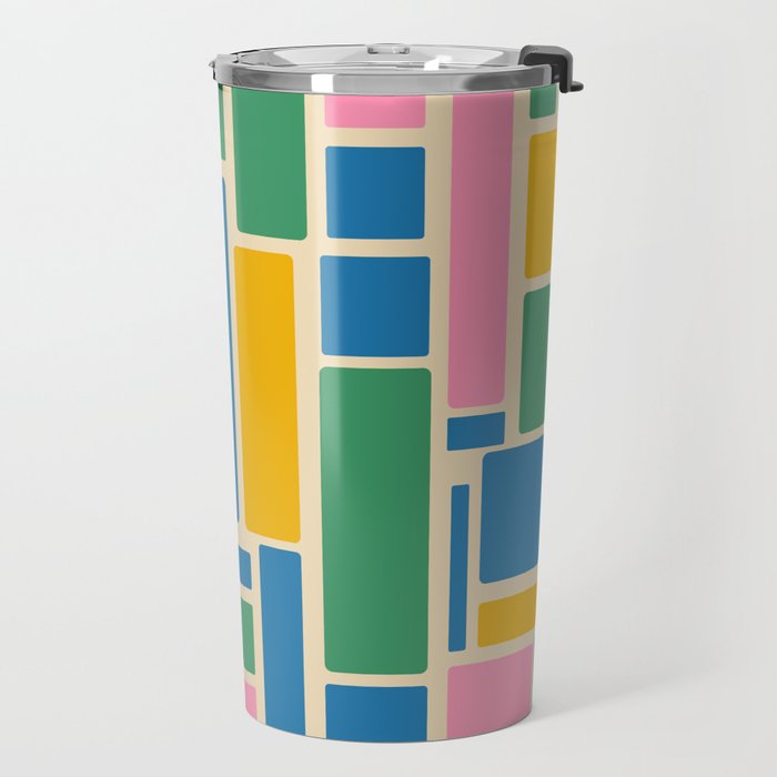 Modulus Colorful Retro Geometric Pattern Green Pink Yellow Blue Travel Mug Gallery Image 2