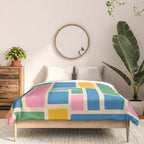 Modulus Colorful Retro Geometric Pattern Green Pink Yellow Blue Comforter Gallery Image 3