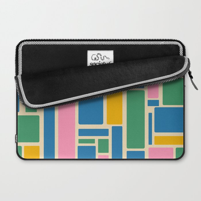 Modulus Colorful Retro Geometric Pattern Green Pink Yellow Blue Laptop Sleeve Gallery Image 2