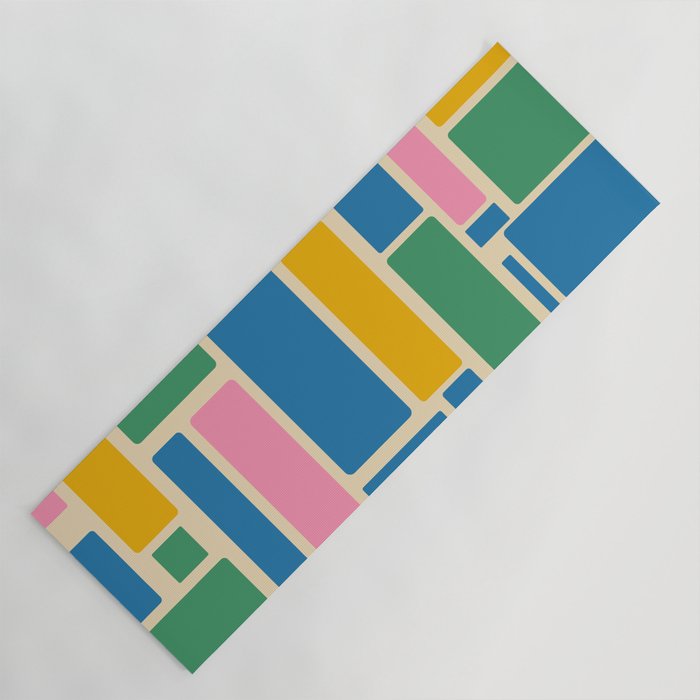 Modulus Colorful Retro Geometric Pattern Green Pink Yellow Blue Yoga Mat Gallery Image 1