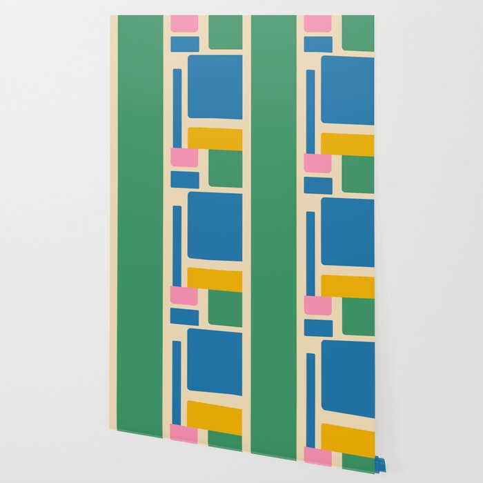 Modulus Colorful Retro Geometric Pattern Green Pink Yellow Blue Wallpaper Gallery Image 2
