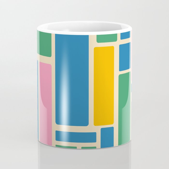 Modulus Colorful Retro Geometric Pattern Green Pink Yellow Blue Coffee Mug Gallery Image 4