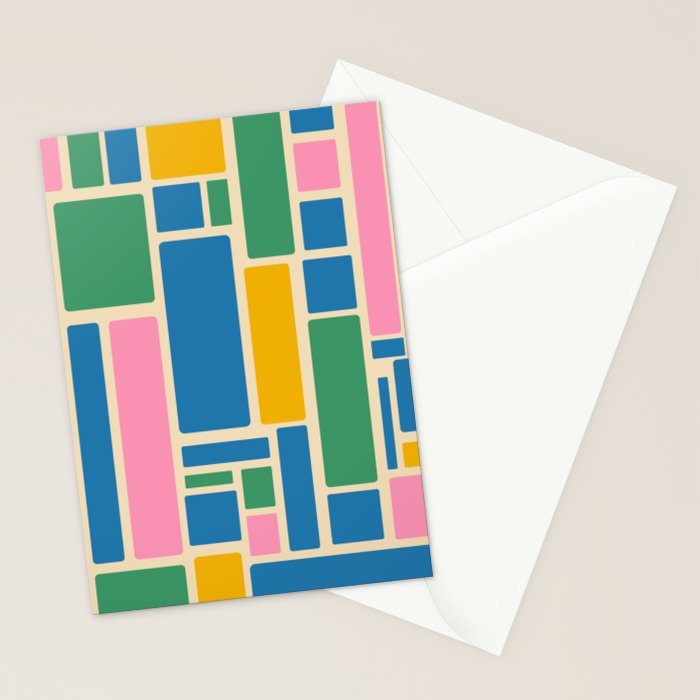 Modulus Colorful Retro Geometric Pattern Green Pink Yellow Blue Stationery Card Gallery Image 2
